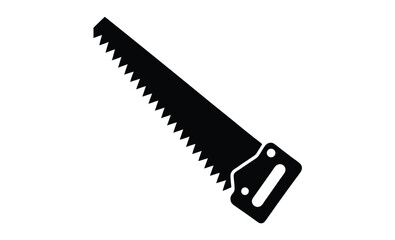 Two handed saw side view silhouette, Two-handed saw icon, Black silhouette, Horizontal side view, Vector simple flat graphic illustration, The isolated object on a white background