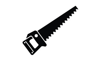 Two handed saw side view silhouette, Two-handed saw icon, Black silhouette, Horizontal side view, Vector simple flat graphic illustration, The isolated object on a white background