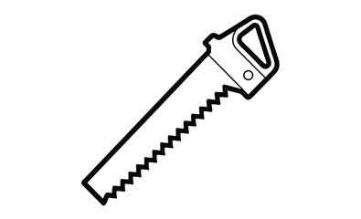 Two handed saw side view silhouette, Two-handed saw icon, Black silhouette, Horizontal side view, Vector simple flat graphic illustration, The isolated object on a white background
