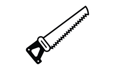 Two handed saw side view silhouette, Two-handed saw icon, Black silhouette, Horizontal side view, Vector simple flat graphic illustration, The isolated object on a white background
