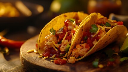 Delicious taco with beef melted cheese lettuce and salsa image