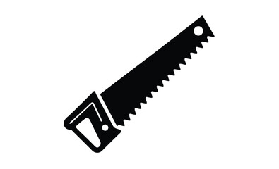 Two handed saw side view silhouette, Two-handed saw icon, Black silhouette, Horizontal side view, Vector simple flat graphic illustration, The isolated object on a white background