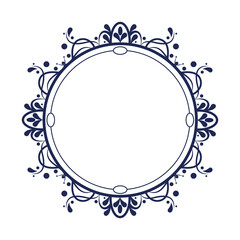 Round frame for picture. Vector geometrical border or blank backdrop. Gallery contour decoration. Decorative perimeter or ornamental outline. Oval boundary or layout. Blank embellishment for image.