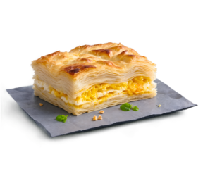 Captivating Still Life of Bulgarian Banitsa Pastry, A Delectable Fusion of Flaky Layers and Savory Filling, Perfect for Culinary Enthusiasts and Food Art Aficionados Worldwide
