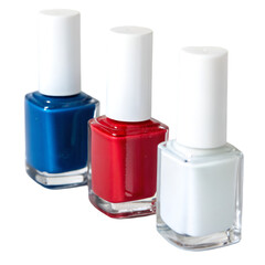 Obraz premium 3 different colors nail polish isolated on transparent background