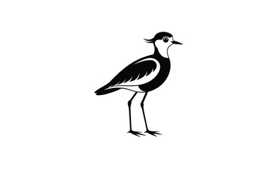 Lapwing bird side view silhouette, Lapwing silhouette vector illustration 