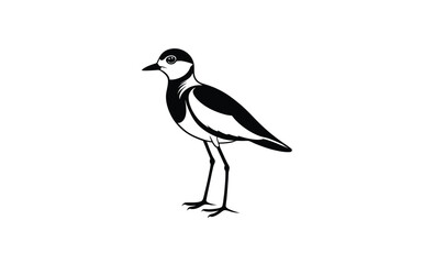 Lapwing bird side view silhouette, Lapwing silhouette vector illustration 