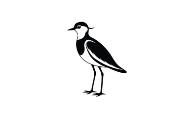 Lapwing bird side view silhouette, Lapwing silhouette vector illustration 
