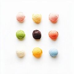 Obraz premium Colorful macarons displayed on white surface food photography minimalist style sweet treats concept