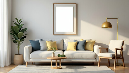 Cozy Living Room Design: Sofa Chair & Stylish Wall Frame Ideas