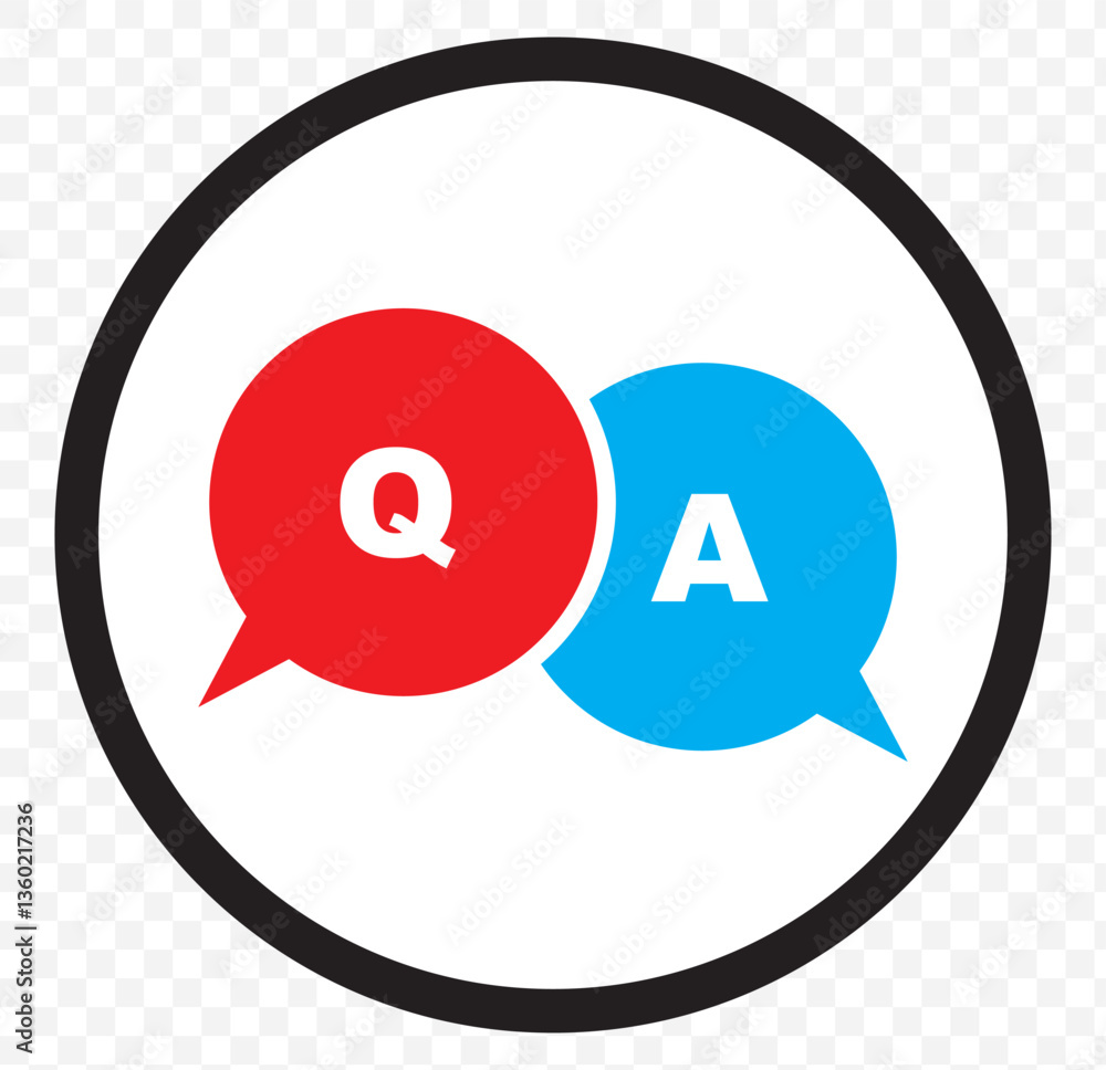 Aufkleber q&a - questions and answers. q and a icon. coloring q & a logo. question and answers icon on transpa