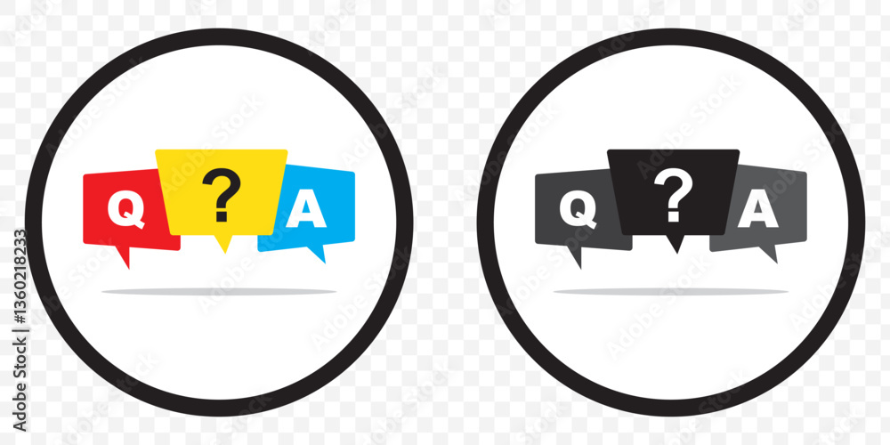 Poster q&a - questions and answers. q and a icon. coloring q & a logo. question and answers icon on transpa