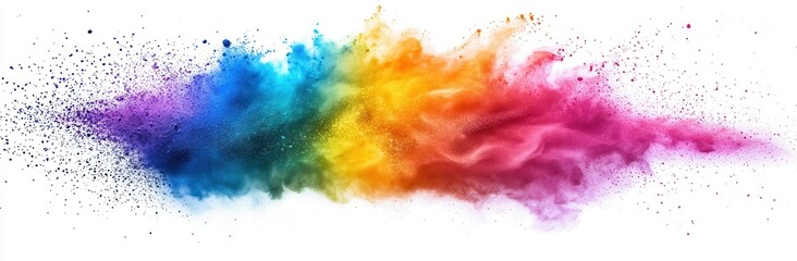 Fototapeta premium Vibrant Color Explosion in Spectrum of Bright Hues Against White Background for Creative Projects, Artistic Design, and Abstract Concepts