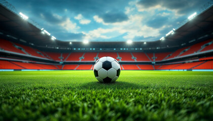 soccer ball on central stadium