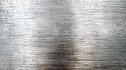 Fototapeta premium Brushed pewter metal texture with soft horizontal grain and neutral tone, versatile surface for design and packaging