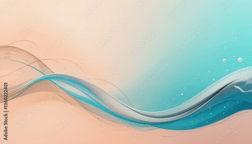 Poster flowing waves of colorful abstract art digital canvas modern design serene environment aerial view c