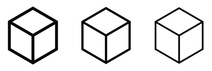 Obraz premium Cube icon Simple thin outline. cube icon set.