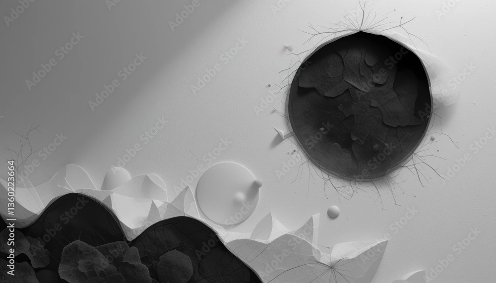 Poster exploring abstract forms digital space digital art minimalist environment close-up view conceptual d