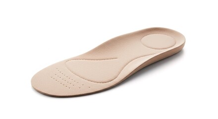 Isolated beige shoe insole with arch support on a white background, equipment, healthcare, dental, tool, medical, clinic, instrument