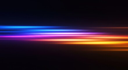 Abstract light streaks with blue, purple, and orange hues on black