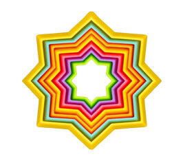 Rainbow star shaped toy isolated on white background