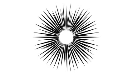 Vector abstract illustration of a sunburst featuring clean, lengthy rays, representing clarity, energy, and focus in a simplistic and modern artistic style.