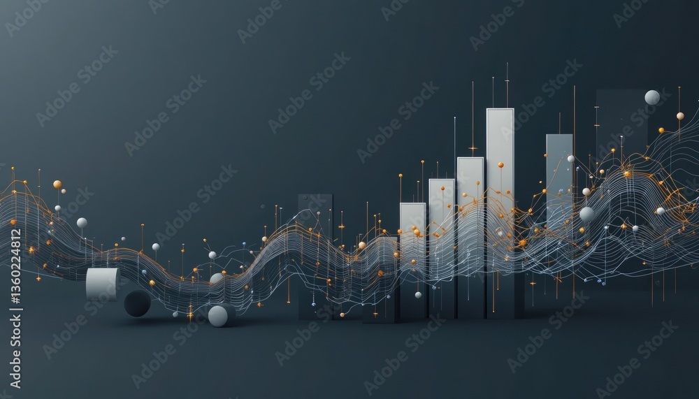 Poster analyzing market growth trends through data visualization business analytics infographic content mod