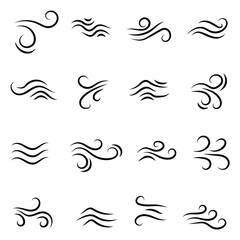 Fototapeta premium Wind blow line icon fresh vector cloud air isolated speed symbol. Wind blow air line icon logo.