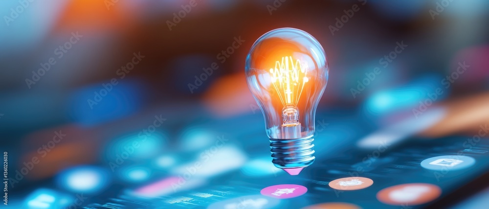 Poster launching creative branding strategies through innovative lightbulb concepts in a digital environmen