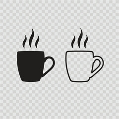 A cup of hot cafe coffee or caffeine drink flat vector icon template for food app and website