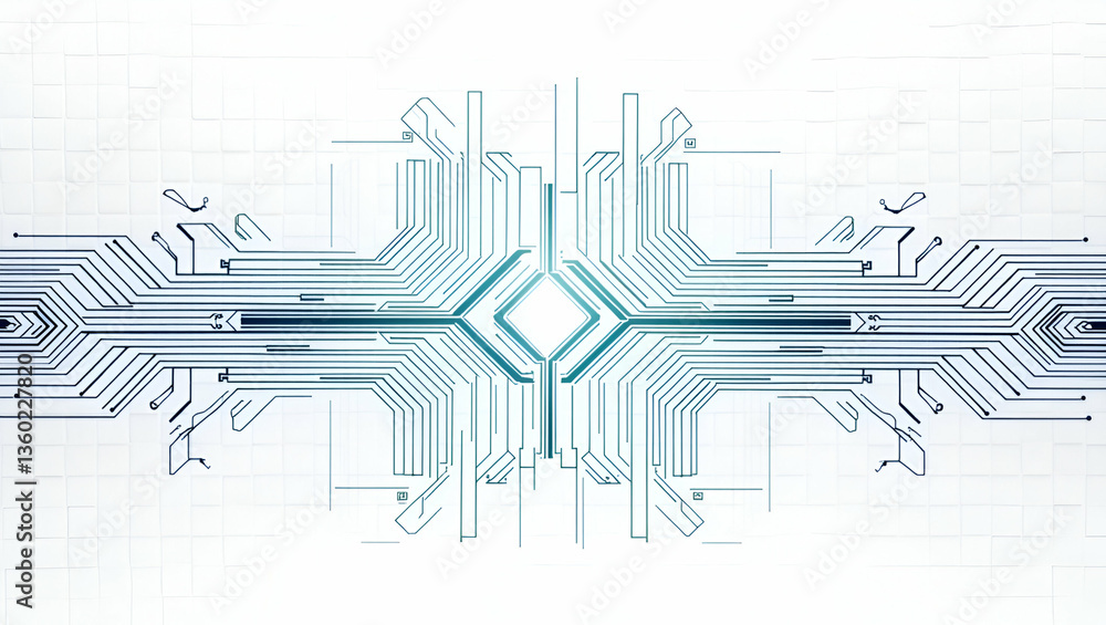 Poster high-tech techno circuits tile motif: complex digital schematics & structured circuit pathways for b