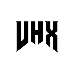 VHX letter logo design for technology company. VHX logo design black and white color combination. VHX logo, VHX vector, VHX design, VHX icon, VHX alphabet. VHX typography logo design.
