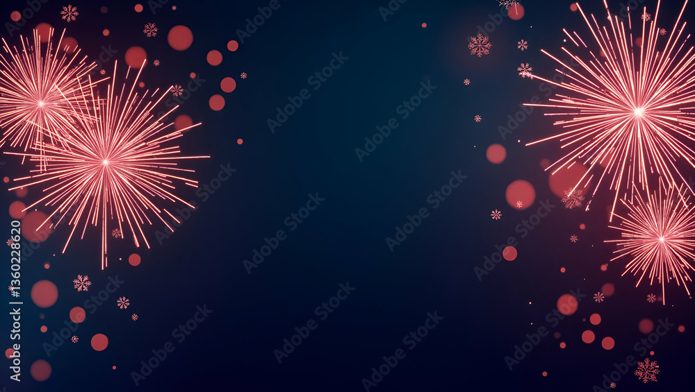 Poster bold geometric fireworks border with modern copy space for new year events concept as striking geome