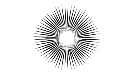 Fototapeta premium Vector abstract illustration of a sunburst featuring clean, lengthy rays, representing clarity, energy, and focus in a simplistic and modern artistic style.