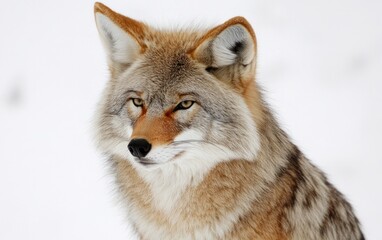 Fototapeta premium Alert Coyote in Snowy Wilderness