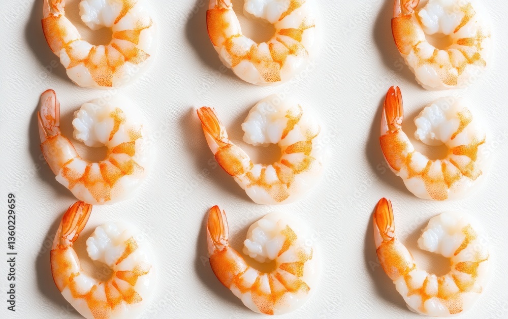 Poster cooked shrimp grid pattern on textured background