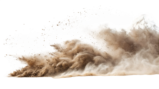 Dust, sand, soil, smoke, and cloud particles isolated on transparent background. 