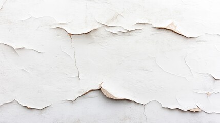 Fototapeta premium Cracked and Peeling White Wall Surface with Textured Layers and Subtle Shadows in Background