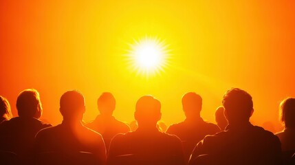 Group of people attending a seminar in a modern auditorium, engaged and collaborative mood, bright lighting