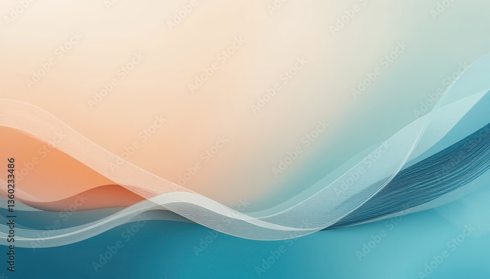 Aufkleber abstract flowing waves digital artwork fluid motion soft color palette minimalistic design concept f
