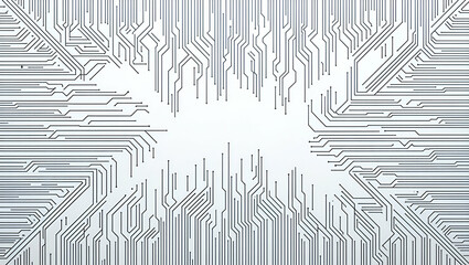 Contemporary Digital Art: Flat Innovative Techno Circuits Tile Pattern with Linear Pathways & Geometric Arrays