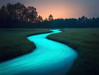Serene River at Sunset Meadow.
