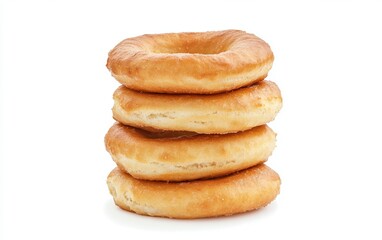 Freshly Baked Donuts Stacked on Clean White Background