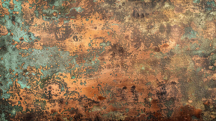 Oxidized copper surface with brushed texture and natural patina, ideal for rustic, vintage, and artisan design themes
