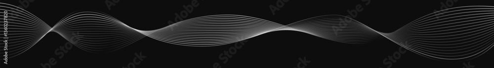 Poster creative flowing wave abstract horizontal banner background with black minimal geometric shape graph