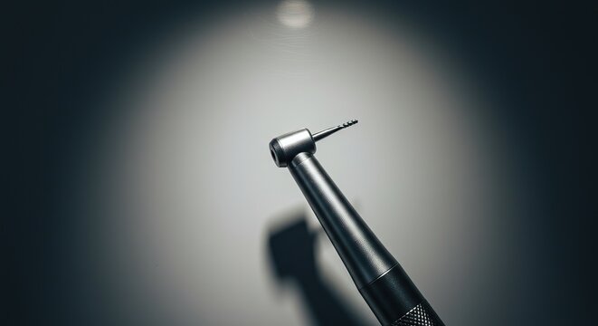 Close up shot of a dental drill under bright studio lighting conditions, equipment, healthcare, dental, tool, medical, clinic, instrument