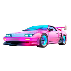 Retro 80s synthwave style car isolated for design projects