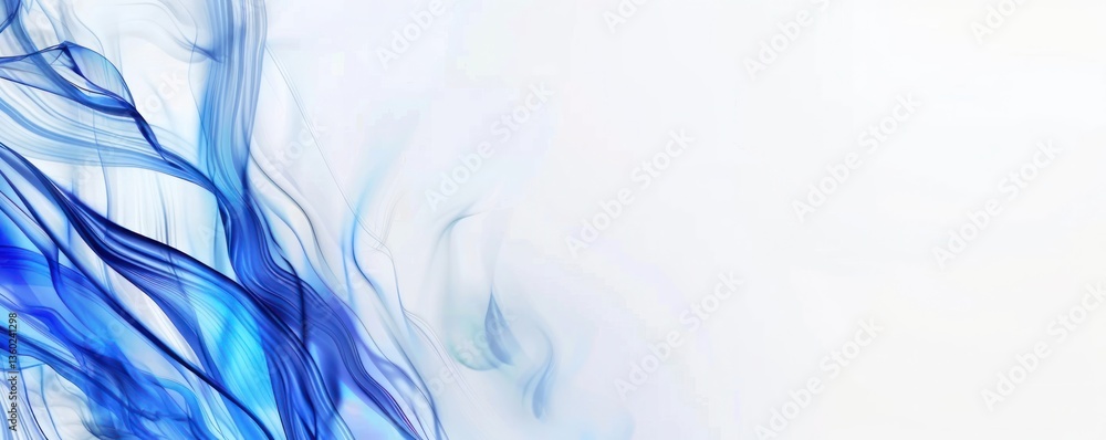 Poster abstract blue background with smooth lines and curves, creating an elegant and modern design element