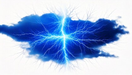 Fototapeta premium blue color lightening strike isolated on white background.