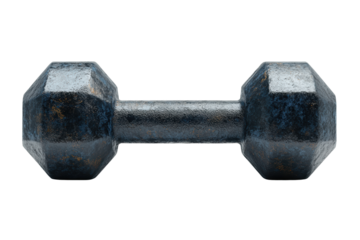 A close-up view of a traditional weight dumbbell, ideal for fitness and strength training enthusiasts.
